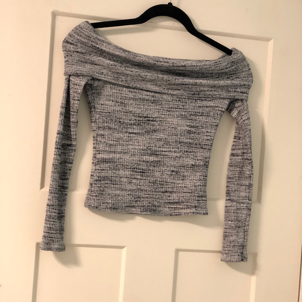 Off the shoulder grey top